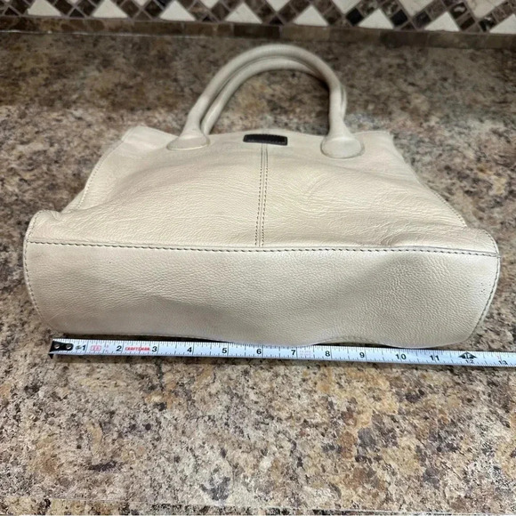 Osprey London Beige Pebbled Leather Shoulder Bag Medium Purse Two Zippers - Picture 3 of 12